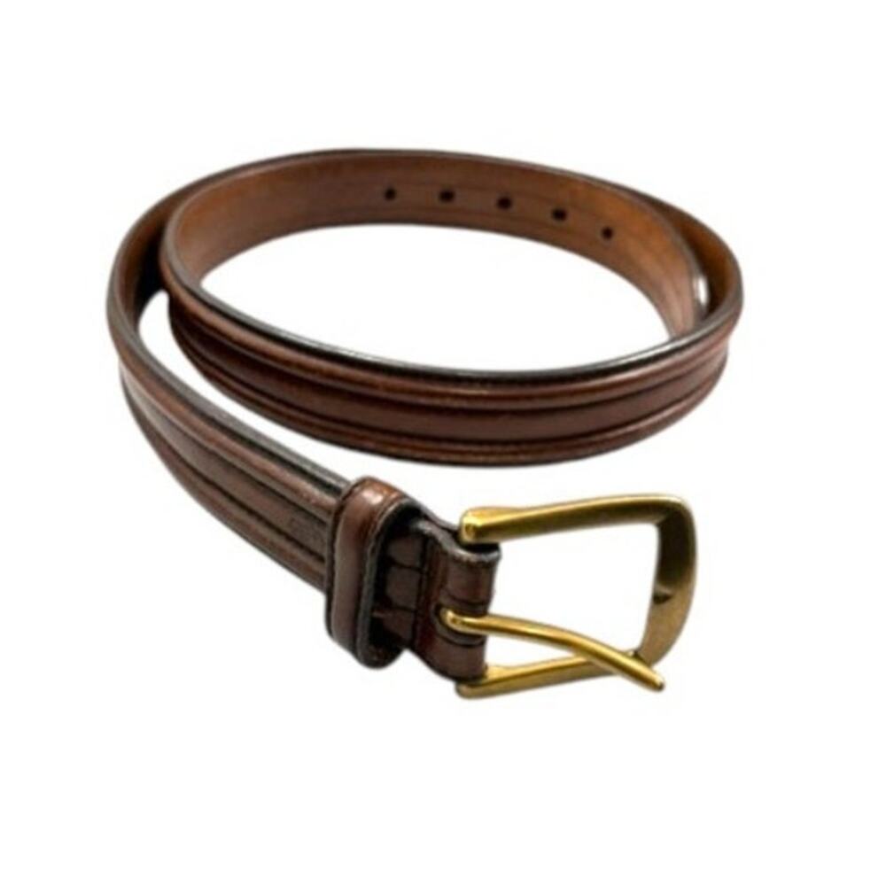 Polo Ralph Lauren Men's Size 40 Brown Italian Leather Belt Brass Buckle
